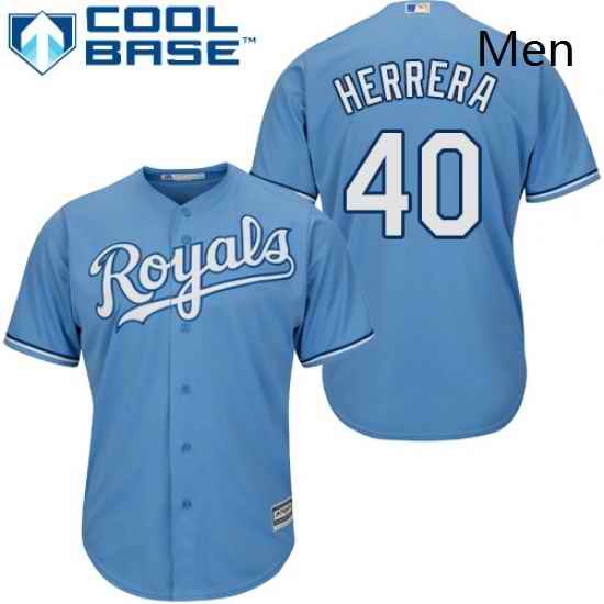 Mens Majestic Kansas City Royals 40 Kelvin Herrera Replica Light Blue Alternate 1 Cool Base MLB Jersey